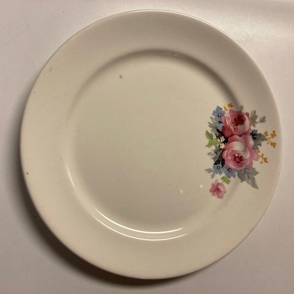 Vintage Dinner Plates (2) 9 Inches with Pink & Blue Flowers / Roses - Picture 8 of 16